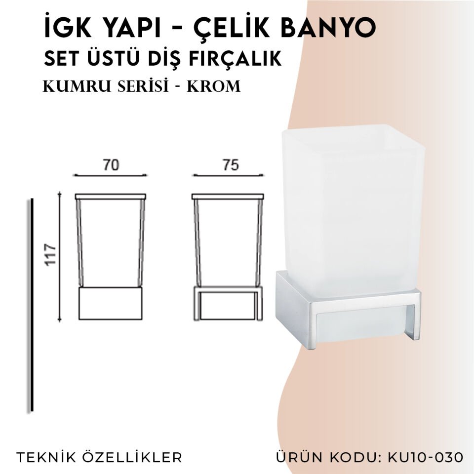 İGK YAPI - Çelik Banyo Kumru Set Üstü Diş Fırçalık (KU10-030)