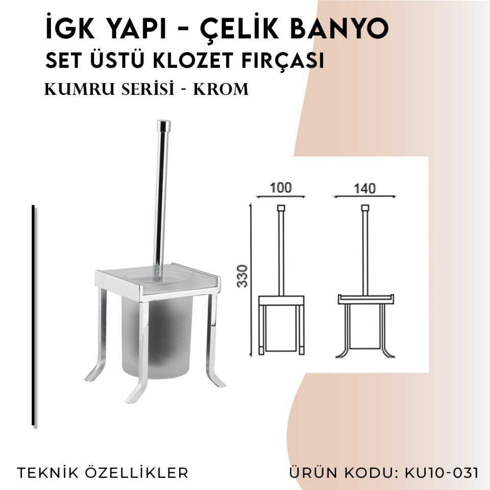 İGK YAPI - Çelik Banyo Kumru Set Üstü Klozet Fırçası (KU10-031)