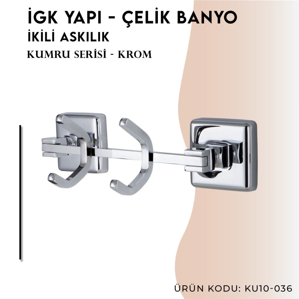 İGK YAPI - Çelik Banyo Kumru İkili Askılık (KU10-037)