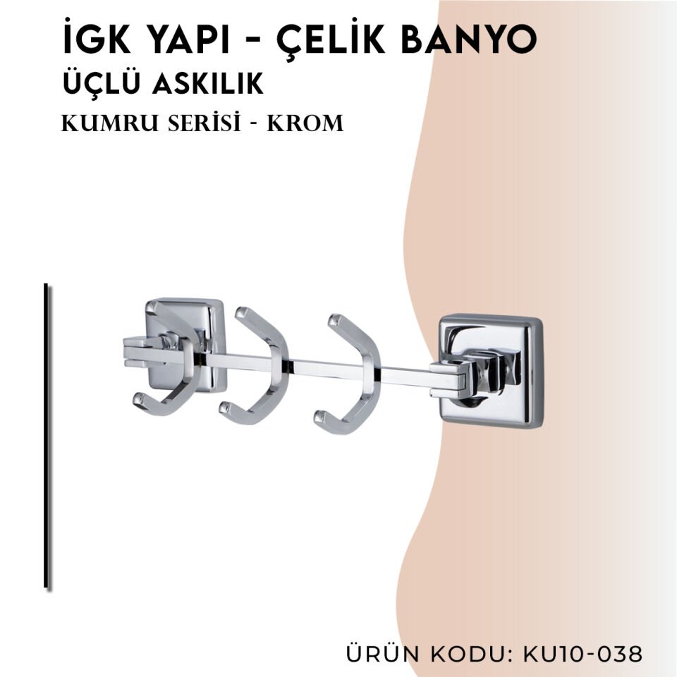 İGK YAPI - Çelik Banyo Kumru Üçlü Askılık (KU10-038)