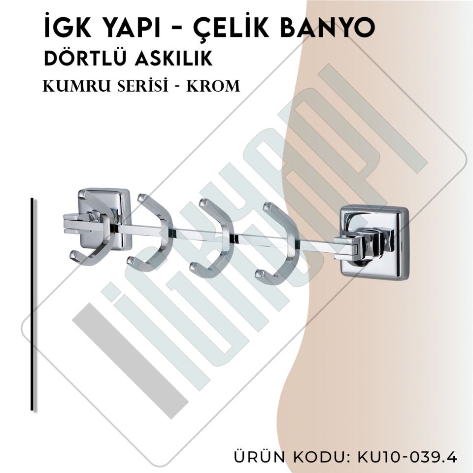 İGK YAPI - Çelik Banyo Kumru Dörtlü Askılık (KU10-039)