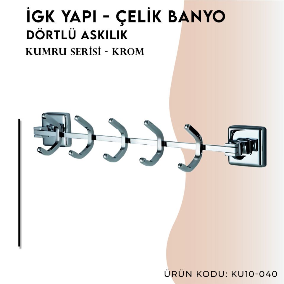 İGK YAPI - Çelik Banyo Kumru Beşli Askılık (KU10-040)