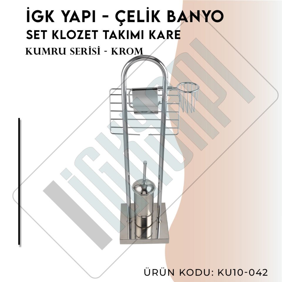 İGK YAPI - Çelik Banyo Kumru Set Klozet Takımı Kare (KU10-042)