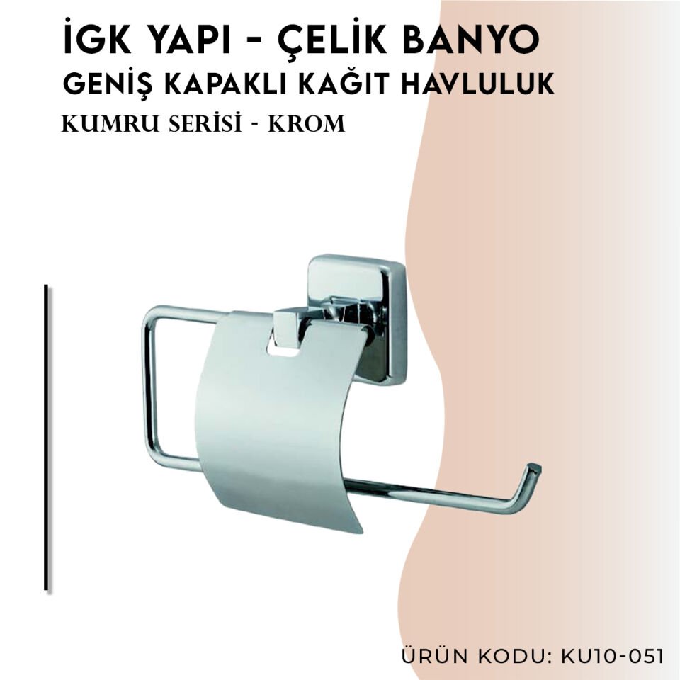 İGK YAPI - Çelik Banyo Kumru Geniş Kapaklı Kâğıt Havluluk (KU10-051)