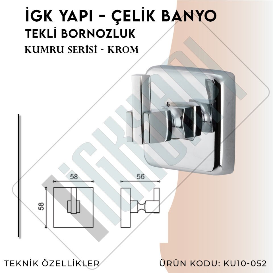 İGK YAPI - Çelik Banyo Kumru Tekli Bornozluk (KU10-052)