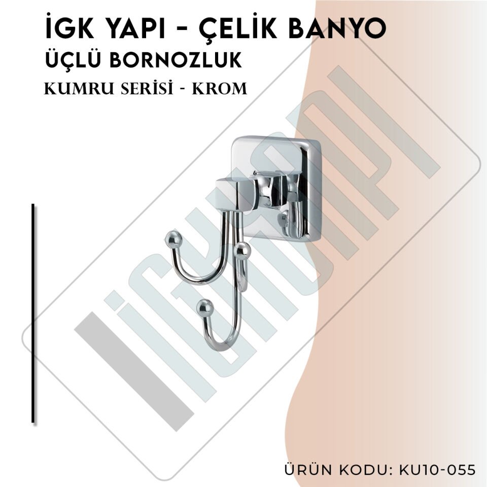 İGK YAPI - Çelik Banyo Kumru Üçlü Bornozluk (KU10-055)