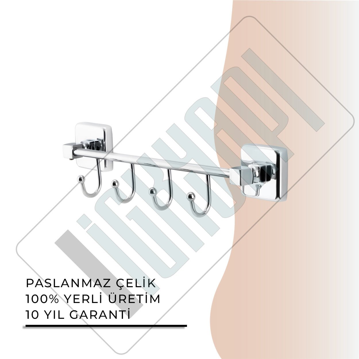 İGK YAPI - Çelik Banyo Kumru Kancalı Dörtlü Askılık (KU10-057)