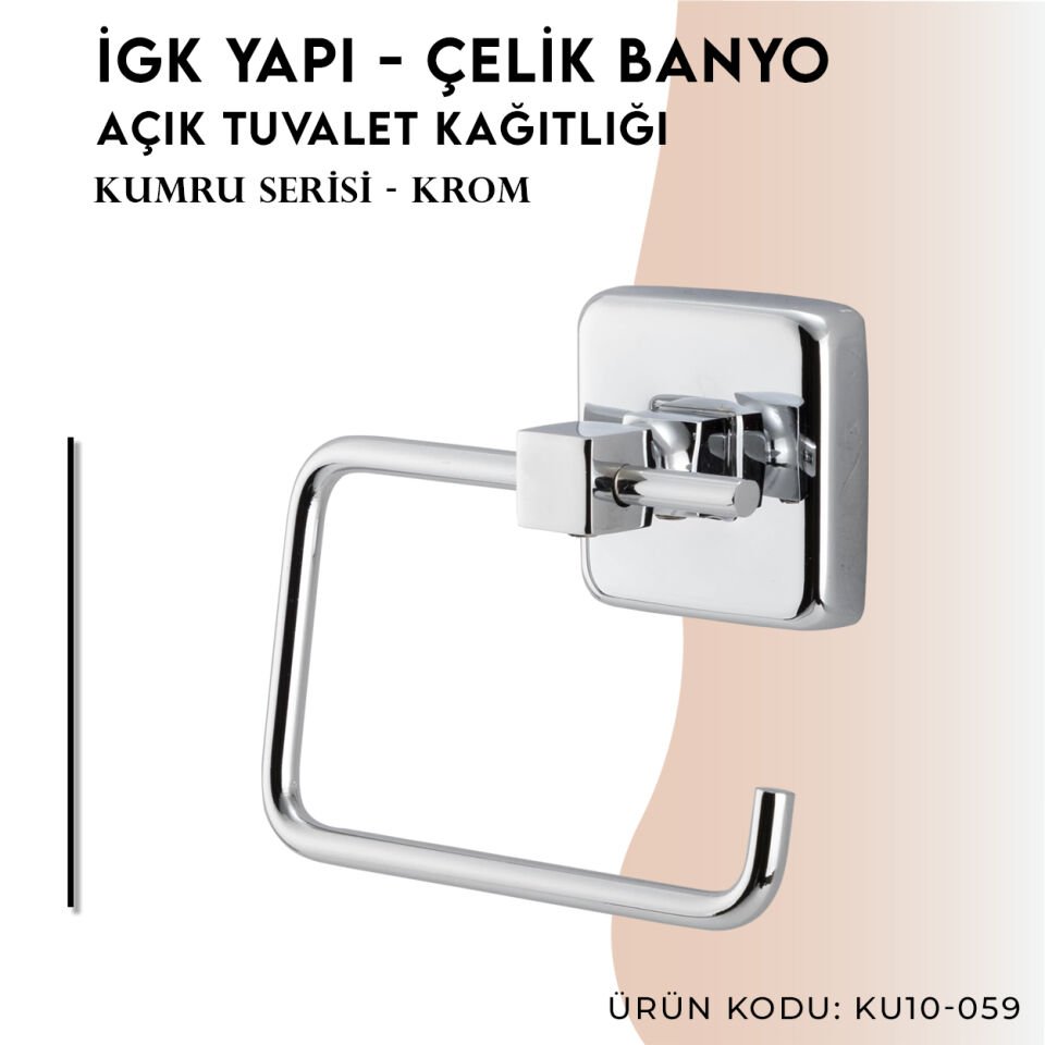 İGK YAPI - Çelik Banyo Kumru Açık Tuvalet Kâğıtlığı (KU10-059)