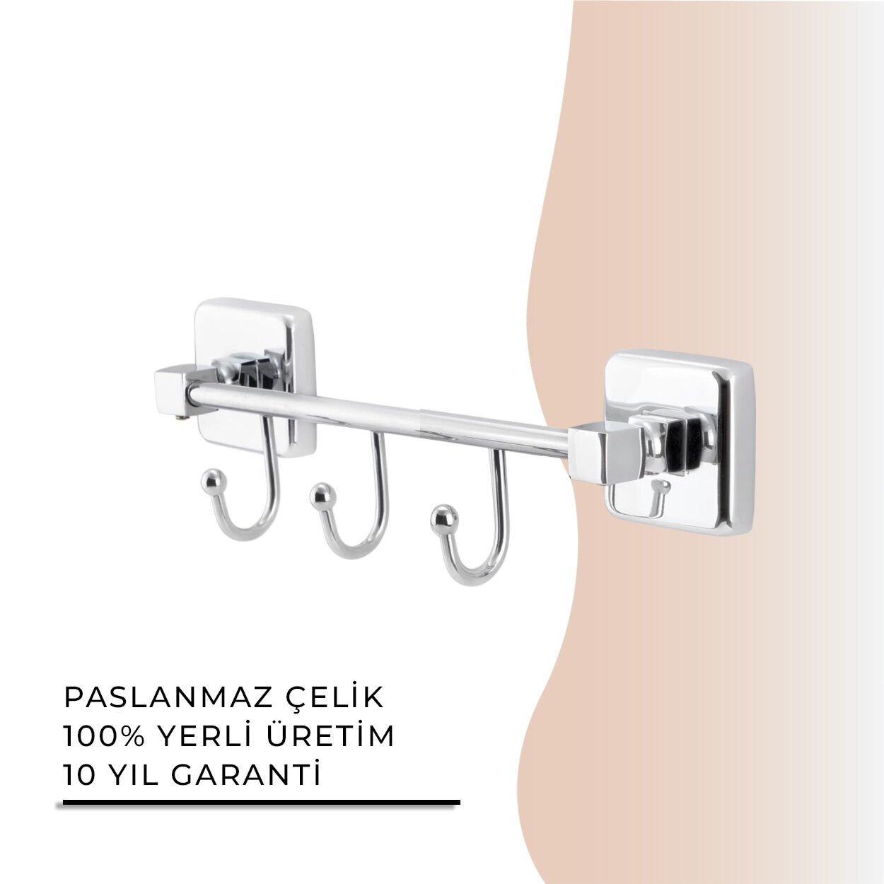 İGK YAPI - Çelik Banyo Kumru Kancalı Üçlü Askılık (KU10-063)