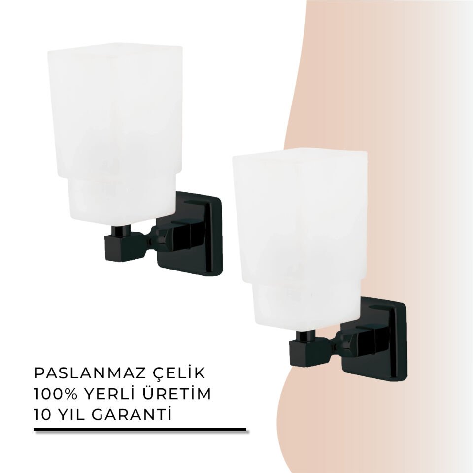 İGK YAPI - Çelik Banyo Kumru Mat Siyah Çift Aplik (KU10-001.4)