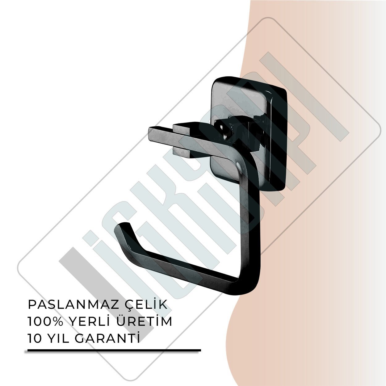 İGK YAPI - Çelik Banyo Kumru Mat Siyah Açık Tuvalet Kâğıtlığı (KU10-007.4)