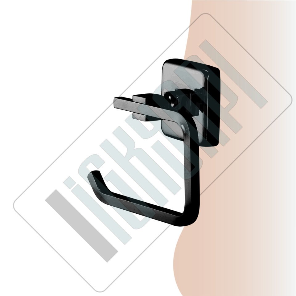 İGK YAPI - Çelik Banyo Kumru Mat Siyah Açık Tuvalet Kâğıtlığı (KU10-007.4)