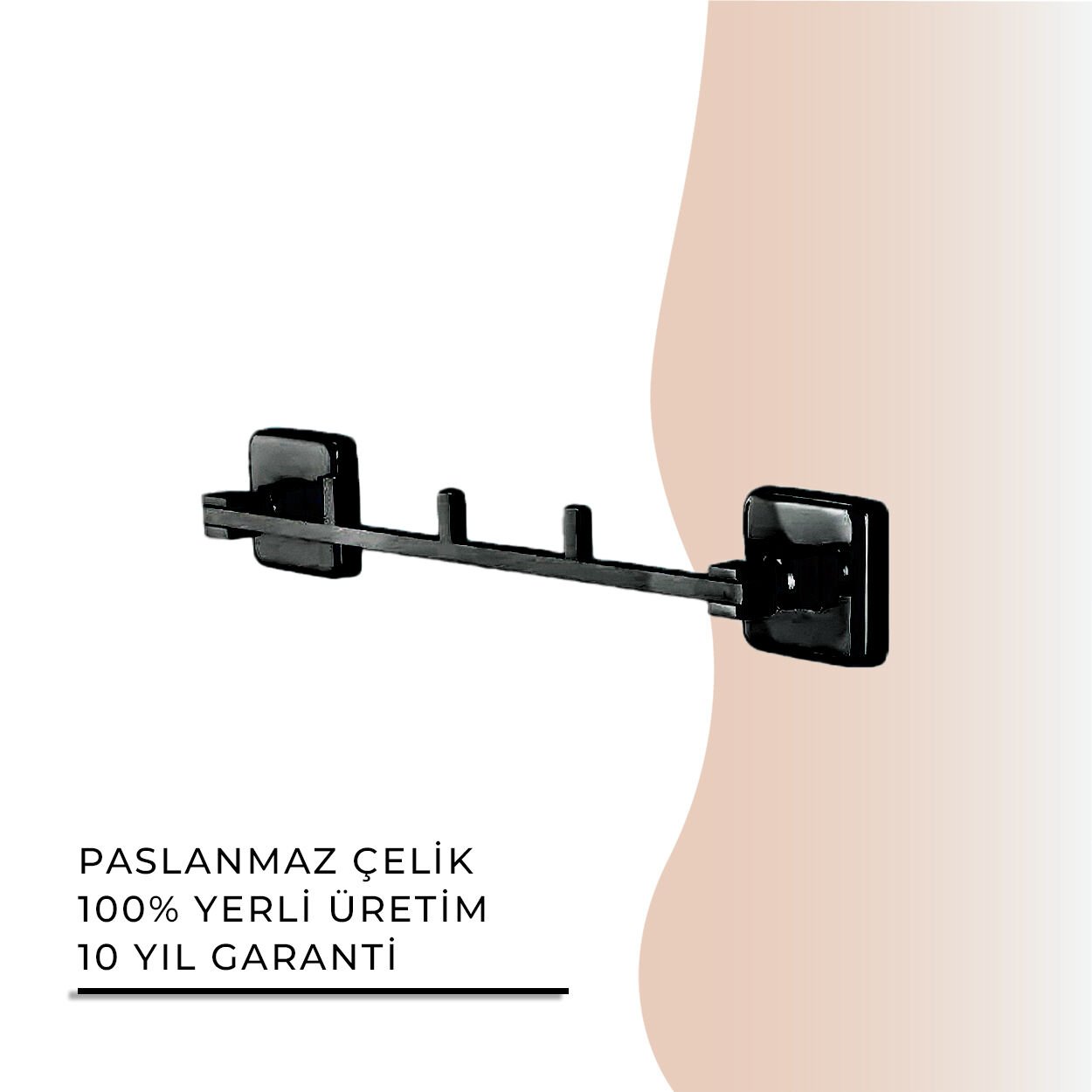 İGK YAPI - Çelik Banyo Kumru Mat Siyah Üçlü Askılık (KU10-009.4)