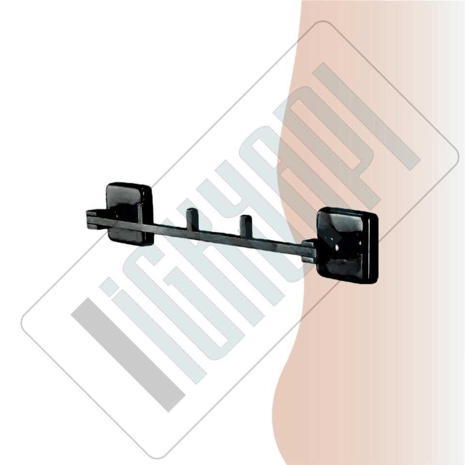 İGK YAPI - Çelik Banyo Kumru Mat Siyah Üçlü Askılık (KU10-009.4)