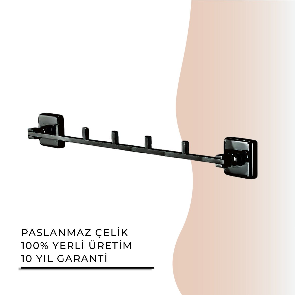 İGK YAPI - Çelik Banyo Kumru Mat Siyah Beşli Askılık (KU10-011.4)