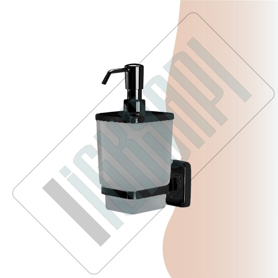 İGK YAPI - Çelik Banyo Kumru Mat Siyah Montajlı Sıvı Sabunluk (KU10-017.4)