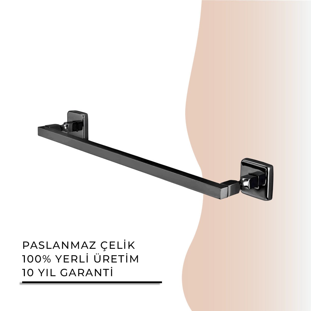 İGK YAPI - Çelik Banyo Kumru Mat Siyah Kare Boru Uzun Havluluk 50cm (KU10-020.4)