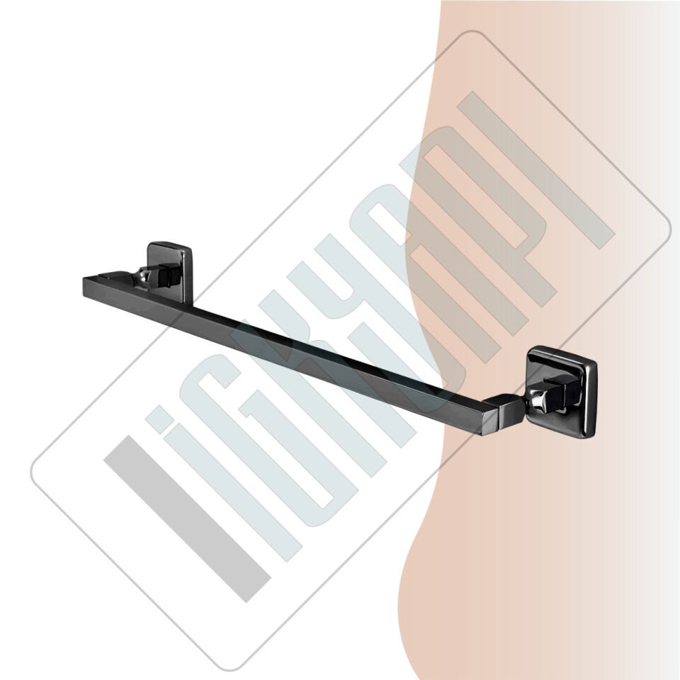 İGK YAPI - Çelik Banyo Kumru Mat Siyah Kare Boru Uzun Havluluk 50cm (KU10-020.4)