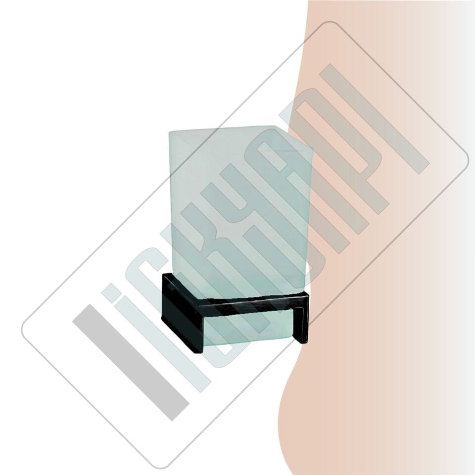 İGK YAPI - Çelik Banyo Kumru Mat Siyah Set Üstü Diş Fırçalık (KU10-030.4)