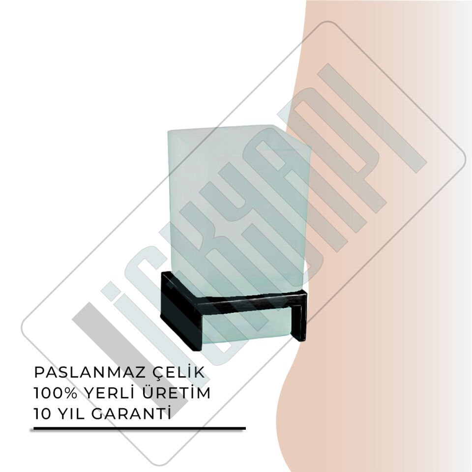 İGK YAPI - Çelik Banyo Kumru Mat Siyah Set Üstü Diş Fırçalık (KU10-030.4)
