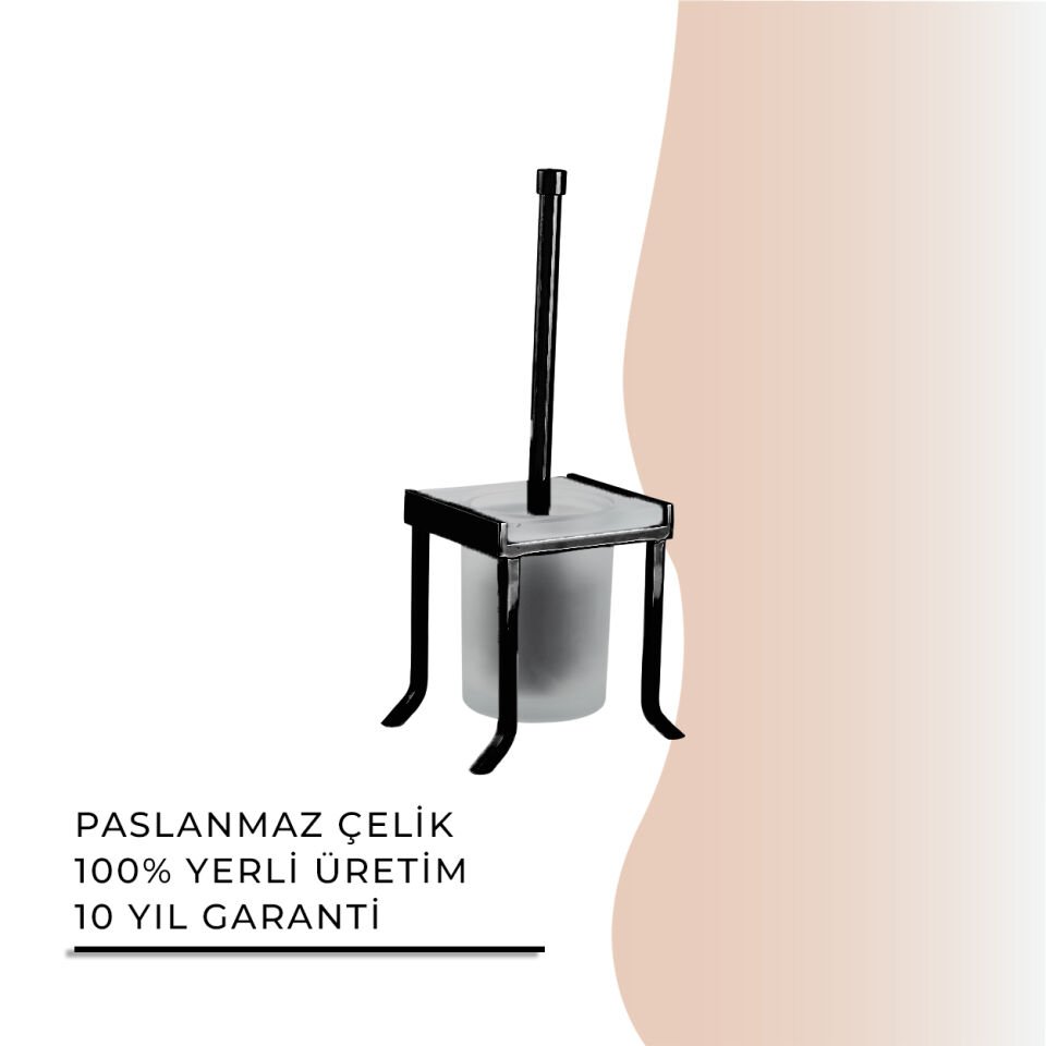 İGK YAPI - Çelik Banyo Kumru Mat Siyah Set Üstü Klozet Fırçası (KU10-031.4)