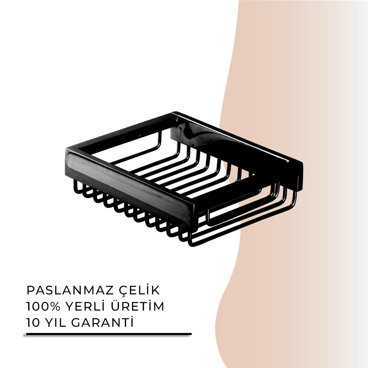 İGK YAPI - Çelik Banyo Kumru Mat Siyah Lama Sabunluk 10x12 (KU10-032.4)
