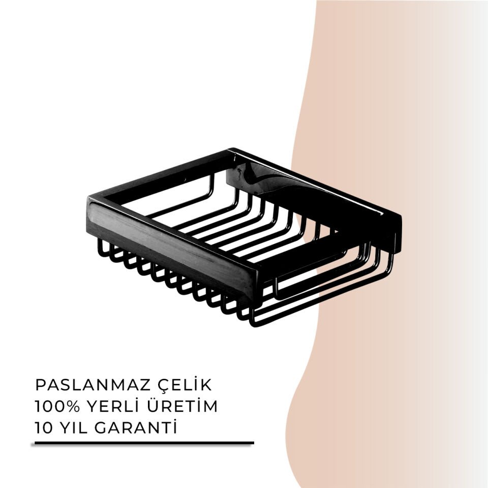 İGK YAPI - Çelik Banyo Kumru Mat Siyah Lama Sabunluk 10x12 (KU10-032.4)