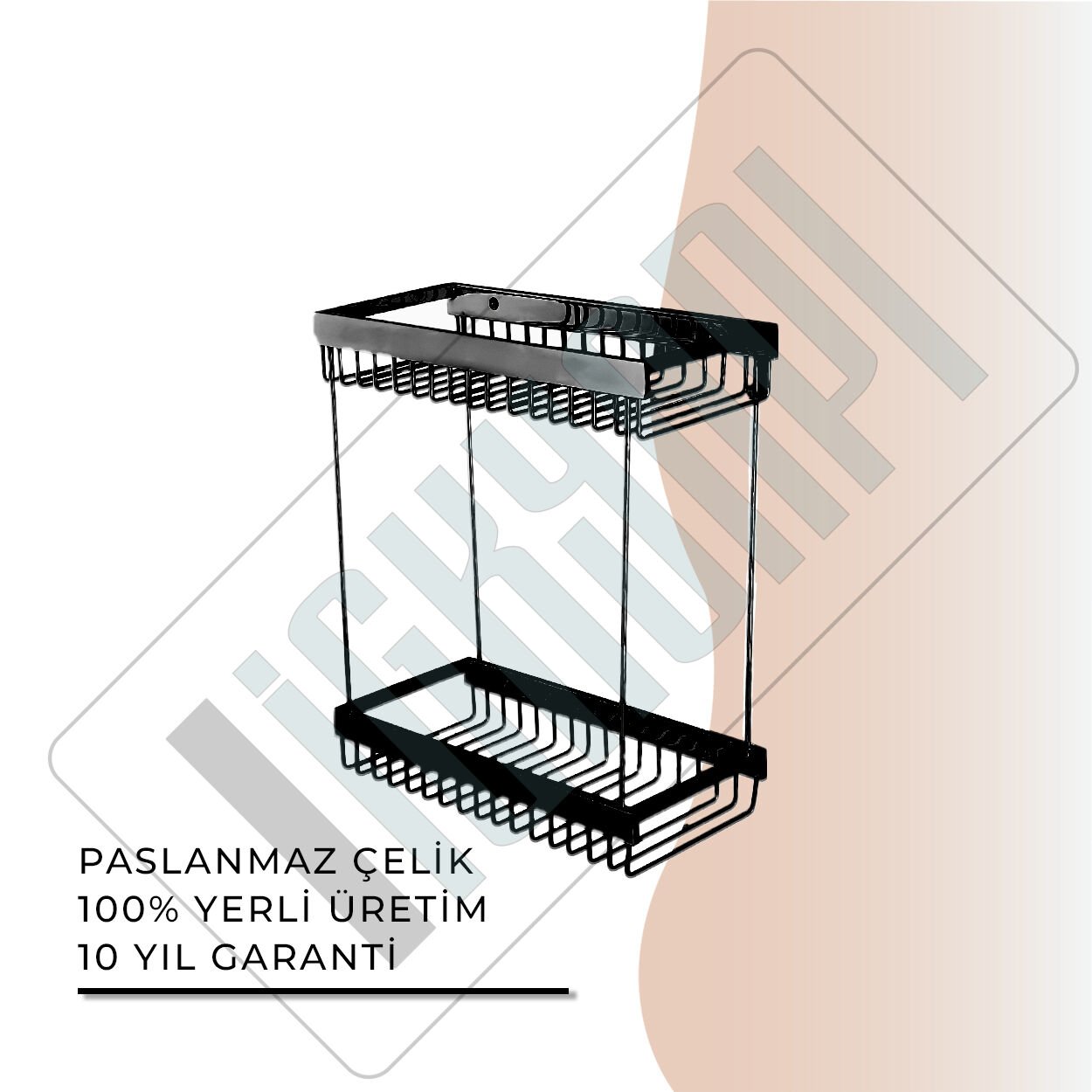İGK YAPI - Çelik Banyo Kumru Mat Siyah Lama Şampuanlık İkili 15x25 (KU10-034.4)