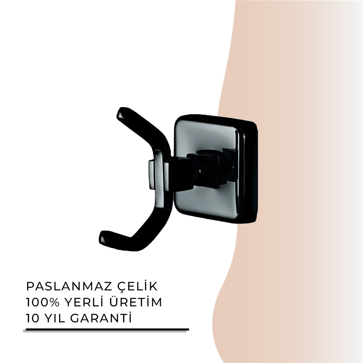 İGK YAPI - Çelik Banyo Kumru Mat Siyah Tekli Askılık (KU10-036.4)