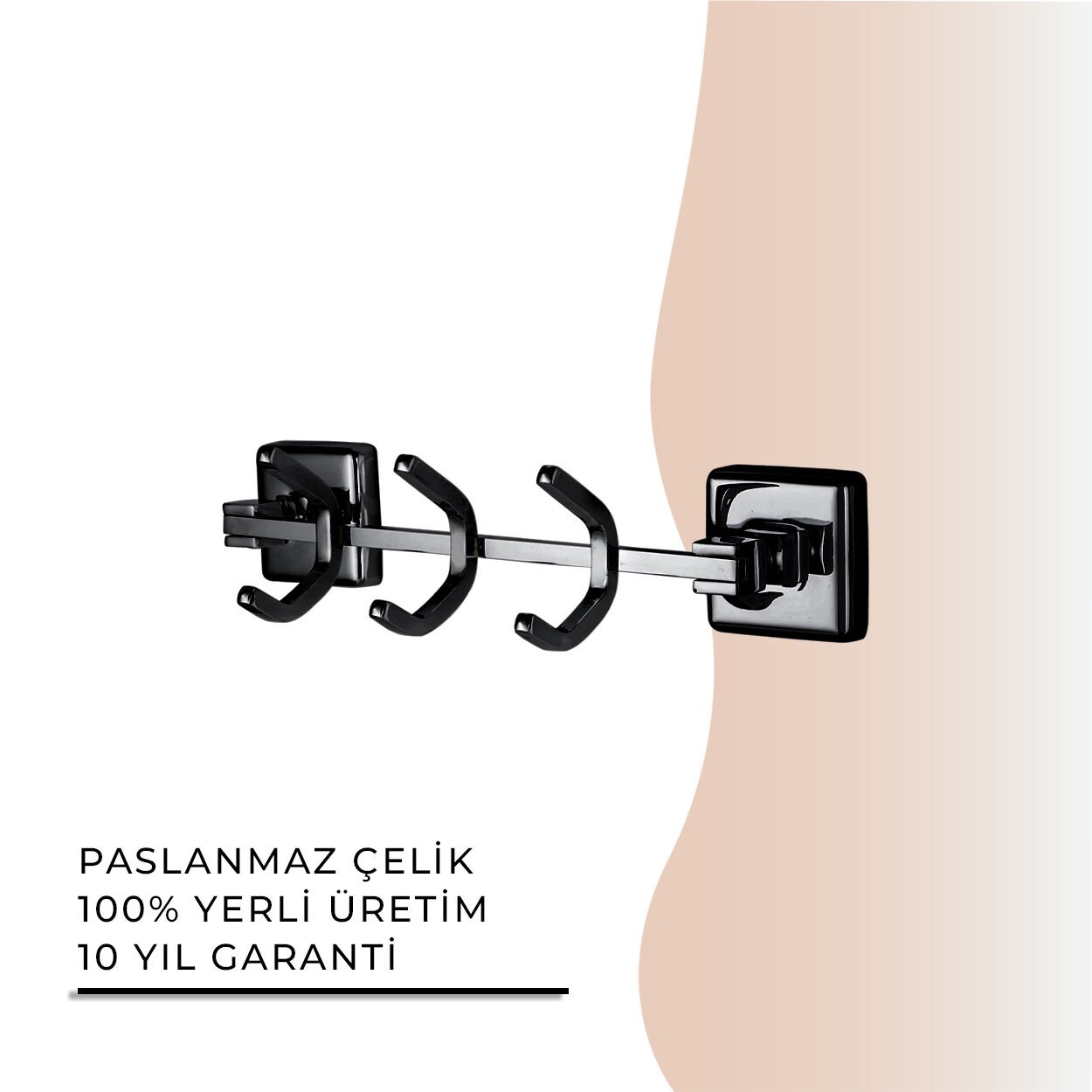 İGK YAPI - Çelik Banyo Kumru Mat Siyah Üçlü Askılık (KU10-038.4)