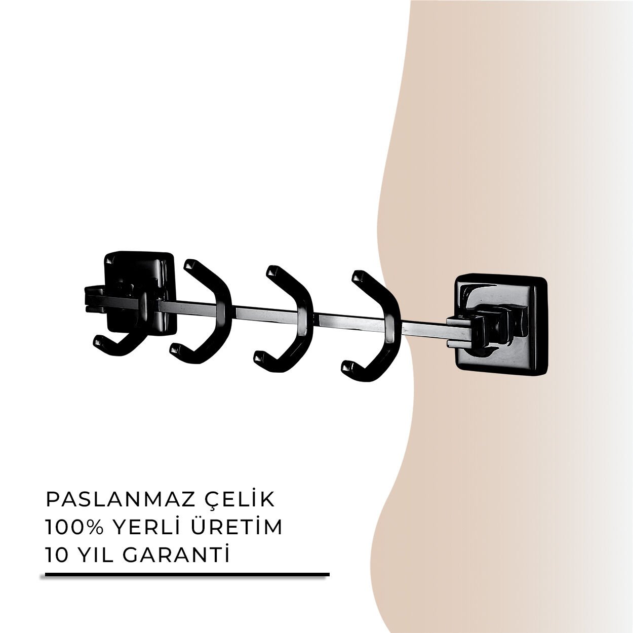 İGK YAPI - Çelik Banyo Kumru Mat Siyah Dörtlü Askılık (KU10-039.4)