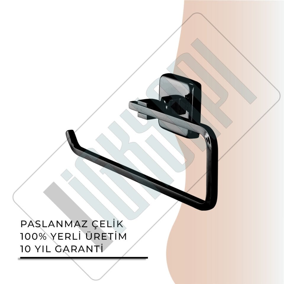 İGK YAPI - Çelik Banyo Kumru Mat Siyah Açık Kâğıt Havluluk (KU10-050.4)