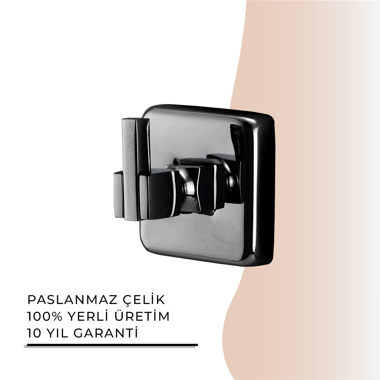İGK YAPI - Çelik Banyo Kumru Mat Siyah Tekli Bornozluk (KU10-052.4)