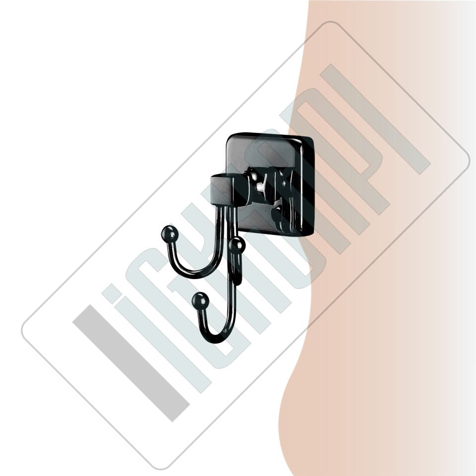 İGK YAPI - Çelik Banyo Kumru Mat Siyah Üçlü Bornozluk (KU10-055.4)