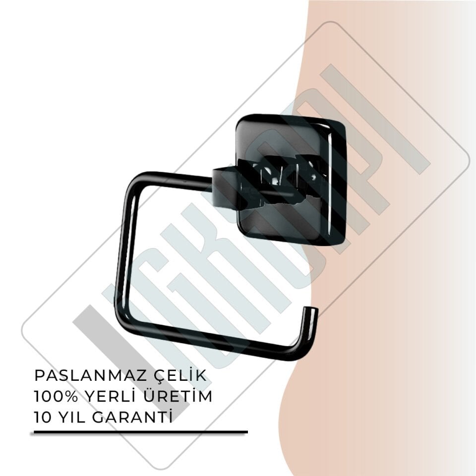İGK YAPI - Çelik Banyo Kumru Mat Siyah Açık Tuvalet Kâğıtlığı (KU10-059.4)