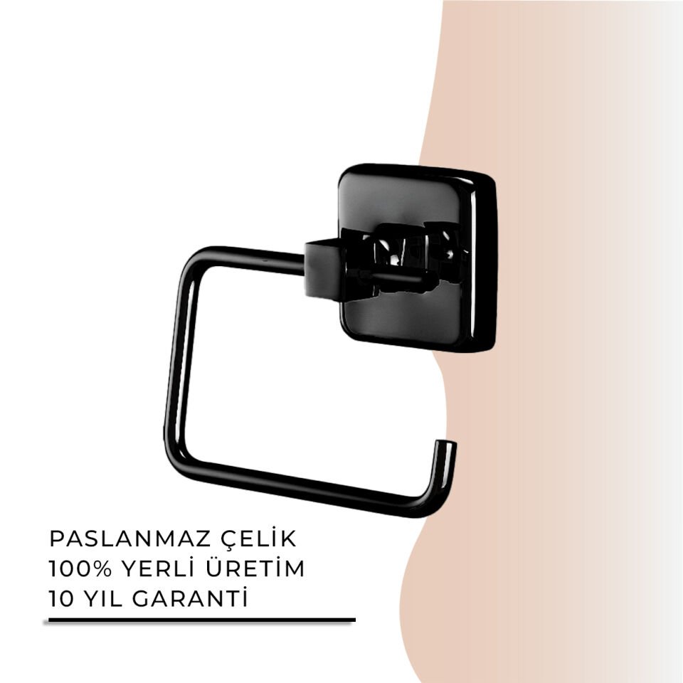 İGK YAPI - Çelik Banyo Kumru Mat Siyah Açık Tuvalet Kâğıtlığı (KU10-059.4)