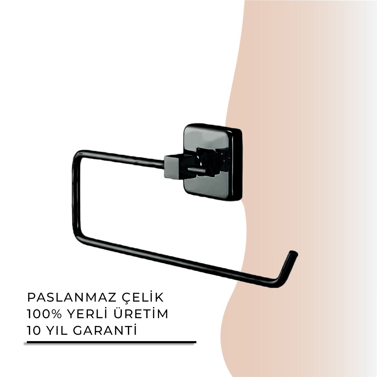 İGK YAPI - Çelik Banyo Kumru Mat Siyah Açık Kâğıt Havluluk (KU10-060.4)