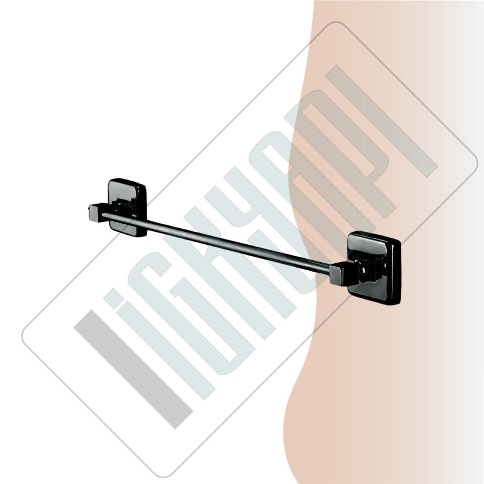 İGK YAPI - Çelik Banyo Kumru Mat Siyah Uzun Havluluk 50cm (KU10-061.4)