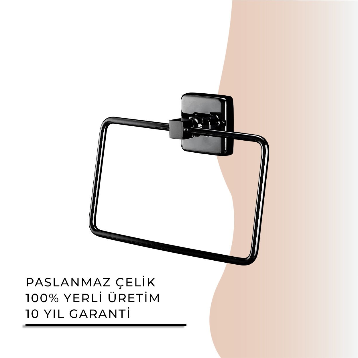 İGK YAPI - Çelik Banyo Kumru Mat Siyah Kare Havluluk (KU10-064.4)