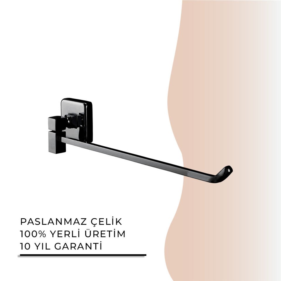 İGK YAPI - Çelik Banyo Kumru Mat Siyah Tekli Döner Havluluk (KU10-065.4)