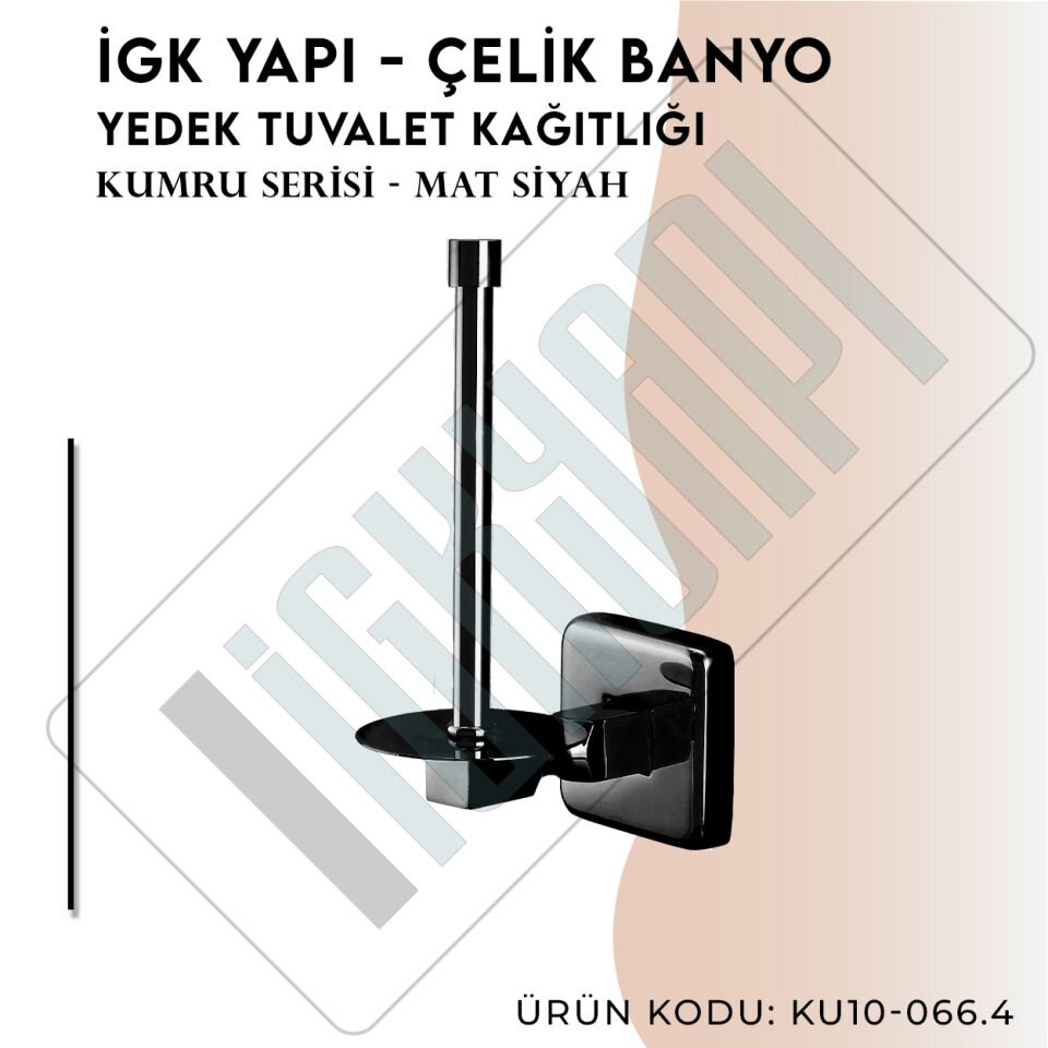 İGK YAPI - Çelik Banyo Kumru Mat Siyah Yedek Tuvalet Kâğıtlığı (KU10-066.4)