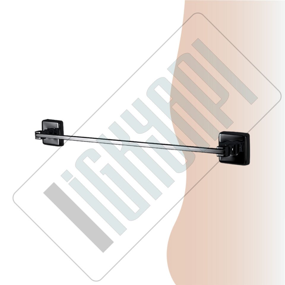İGK YAPI - Çelik Banyo Kumru Mat Siyah Uzun Havluluk 50cm (KU10-068.4)