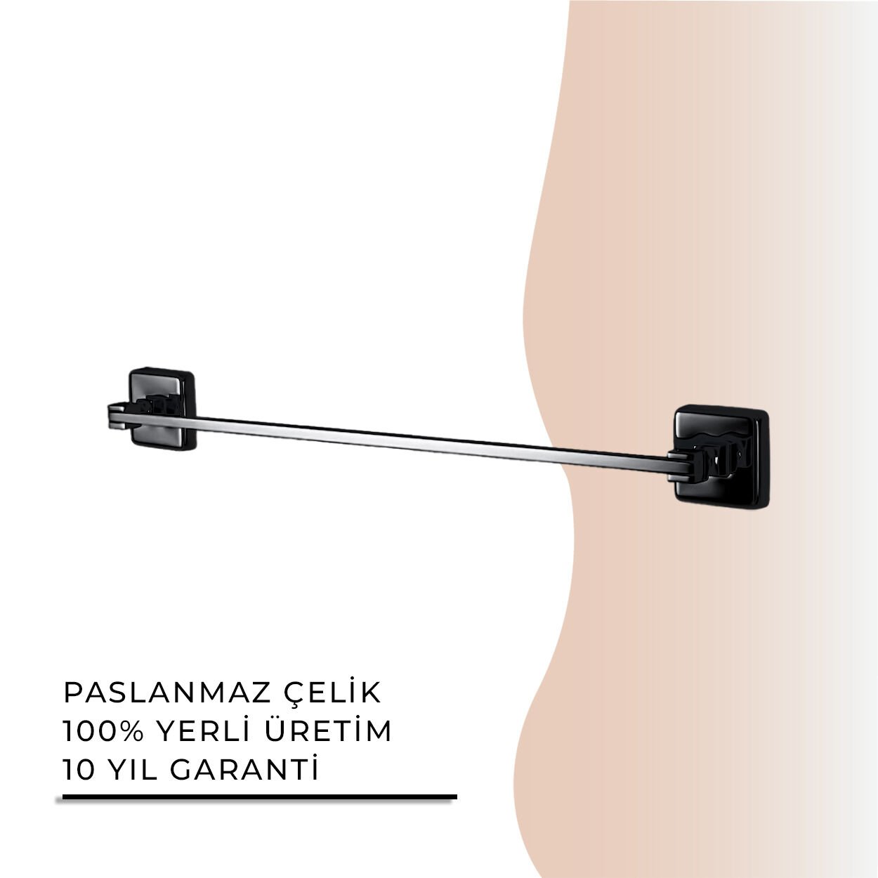 İGK YAPI - Çelik Banyo Kumru Mat Siyah Uzun Havluluk 60cm (KU10-069.4)