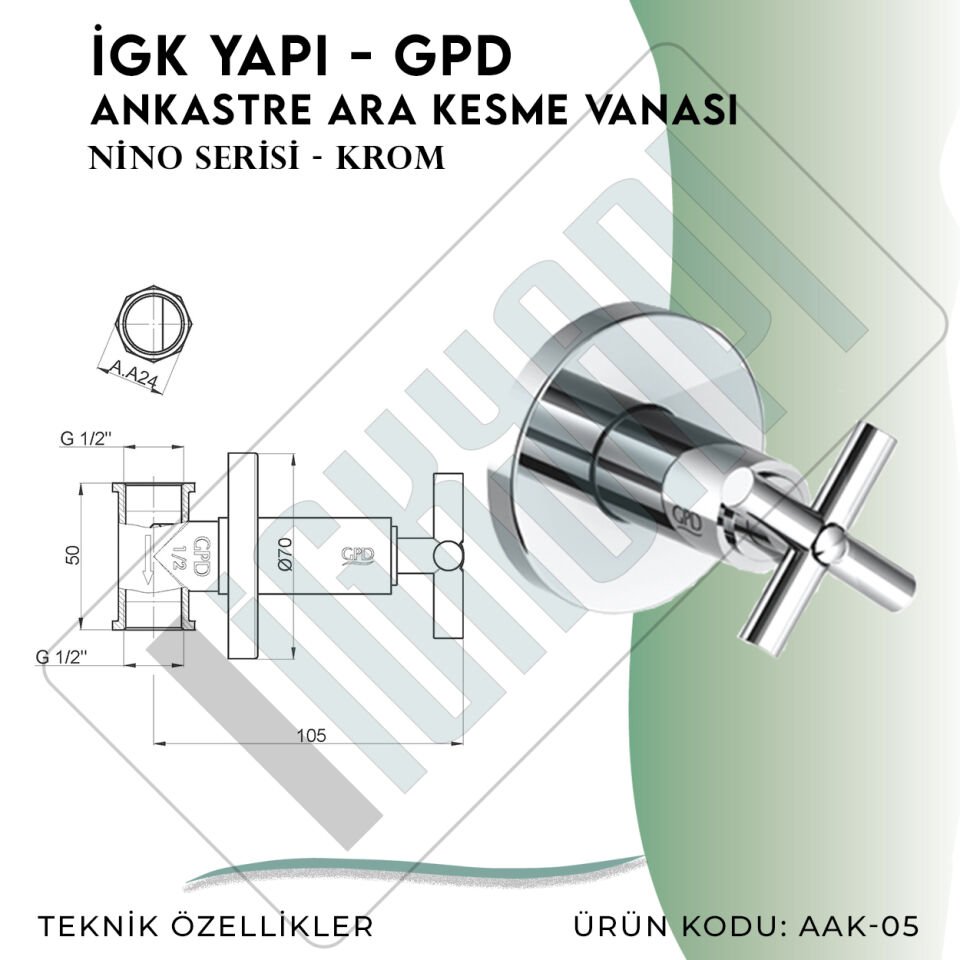 İGK YAPI - GPD Nino Ankastre Ara Kesme Vanası  (AAK05)