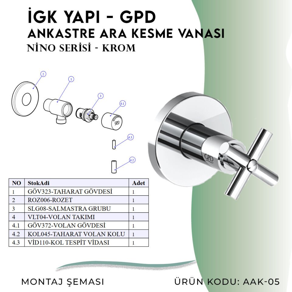 İGK YAPI - GPD Nino Ankastre Ara Kesme Vanası  (AAK05)