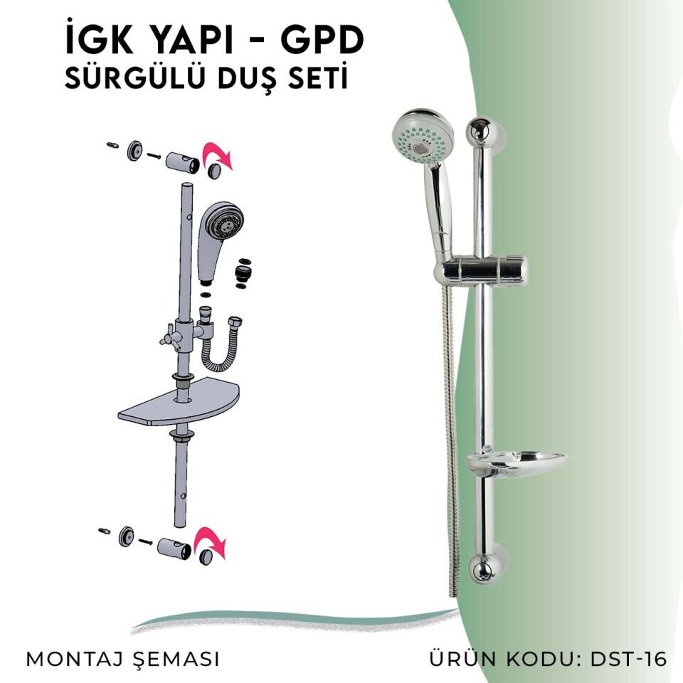 İGK YAPI - GPD Sürgülü Duş Seti (3 Fonksiyonlu Ø75)  (DST16)