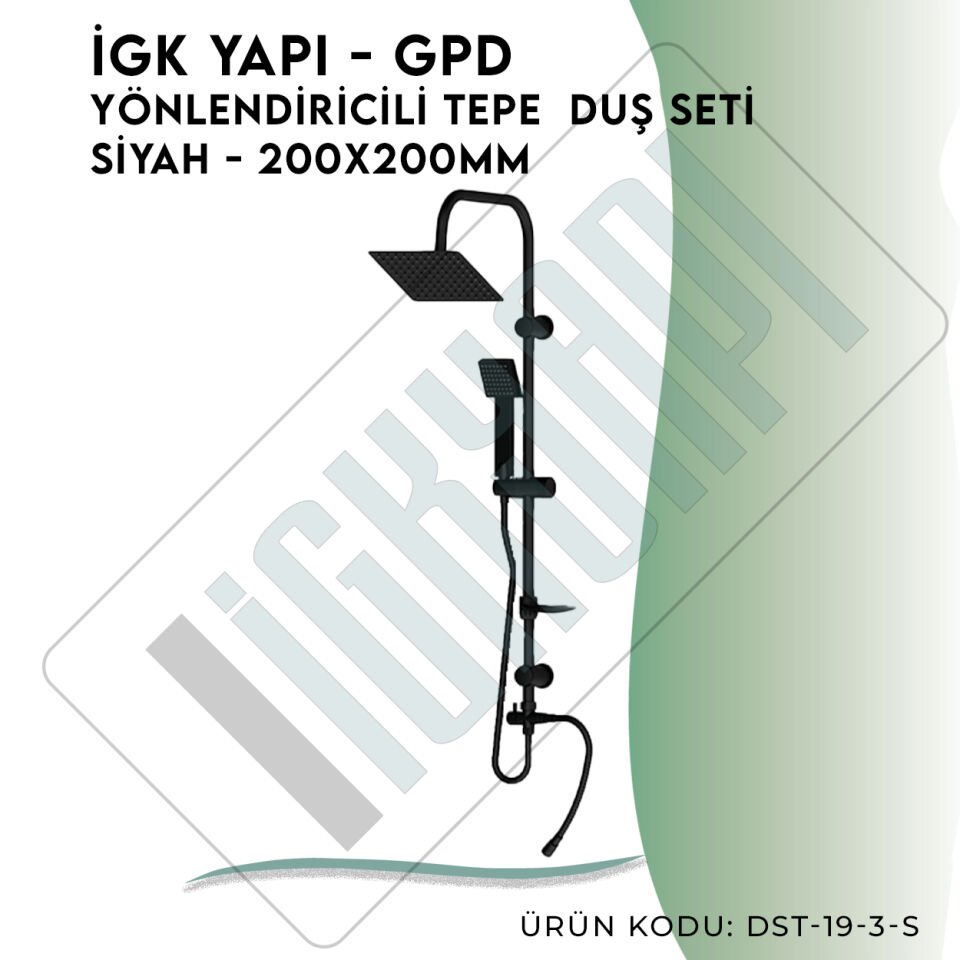 İGK YAPI - GPD Yönlendiricili Duş Seti (Tek Fonksiyonlu El Duşu + 200x200)  (DST193S)
