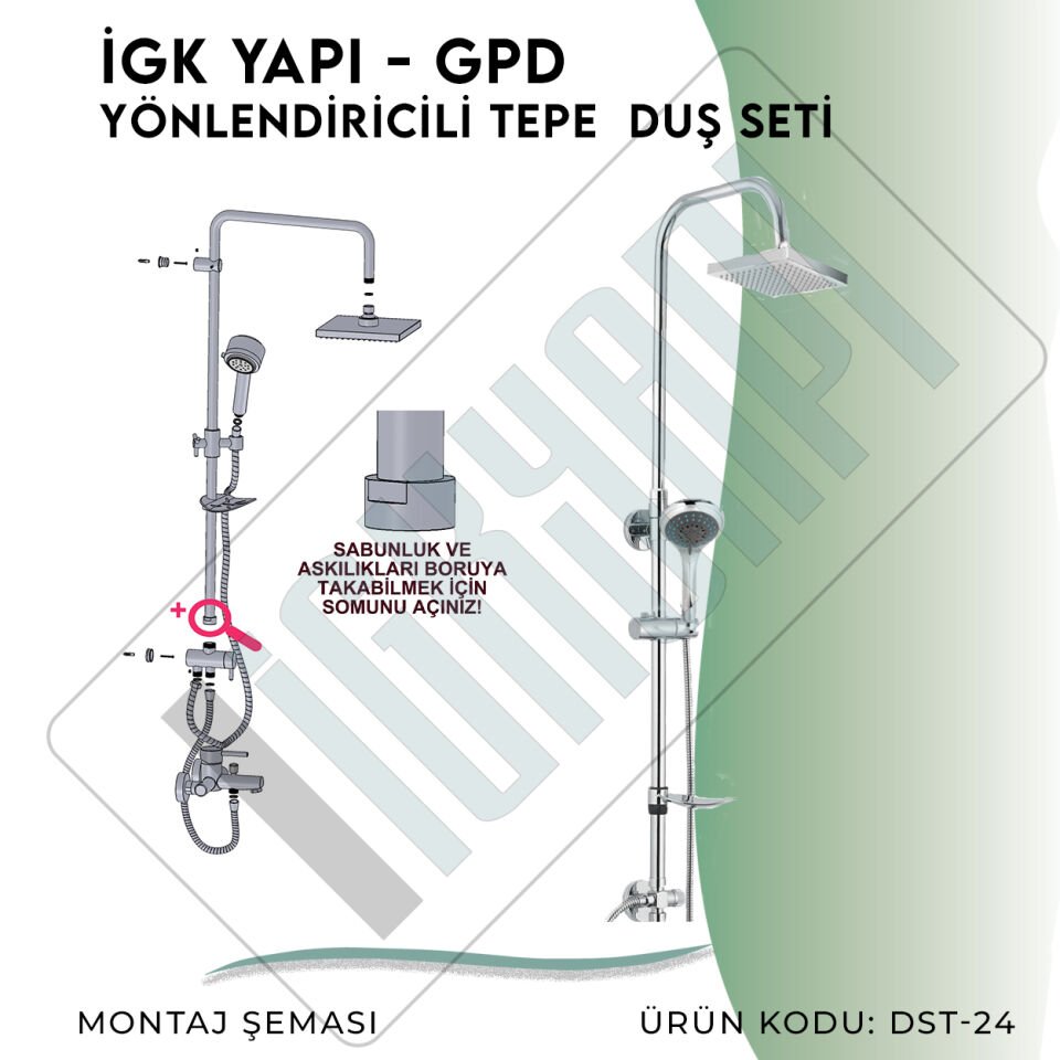 İGK YAPI - GPD Duş Seti (5 Fonksiyonlu El Duşu +250x250)  (DST24)