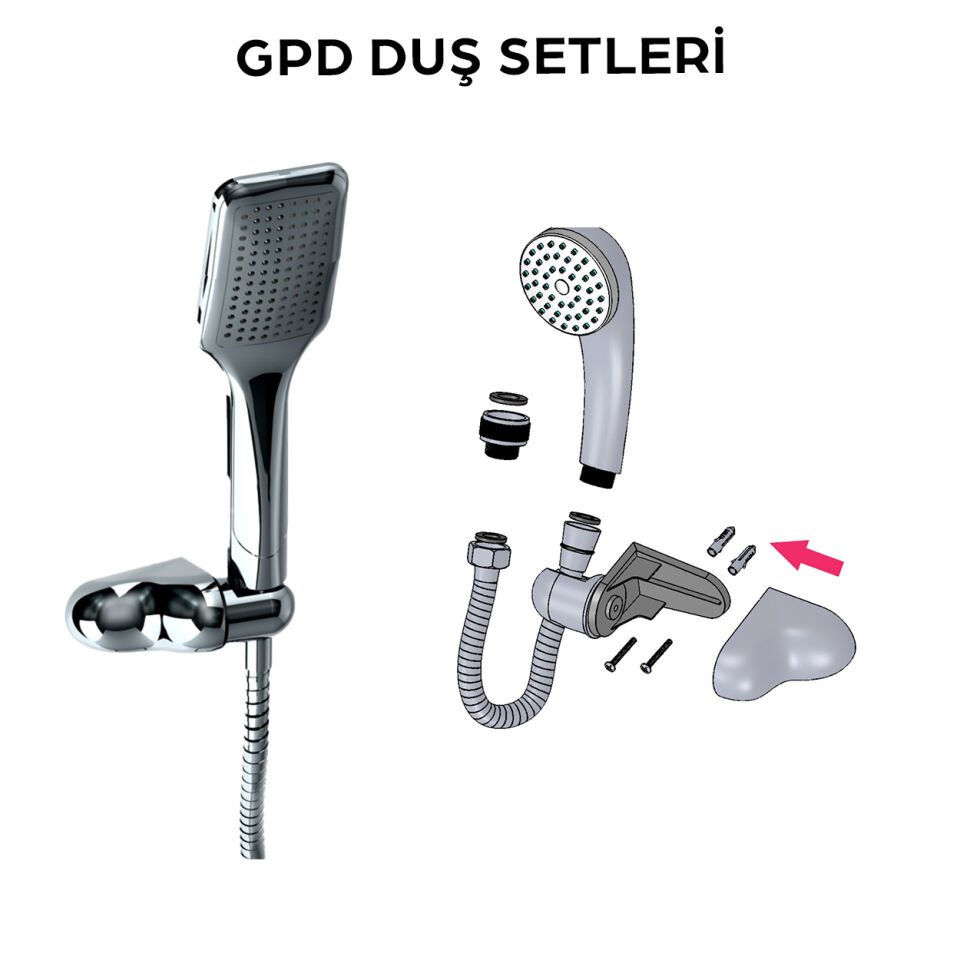İGK YAPI - GPD Askılı Duş Seti (Tek Fonksiyonlu 80x125)  (DST37)