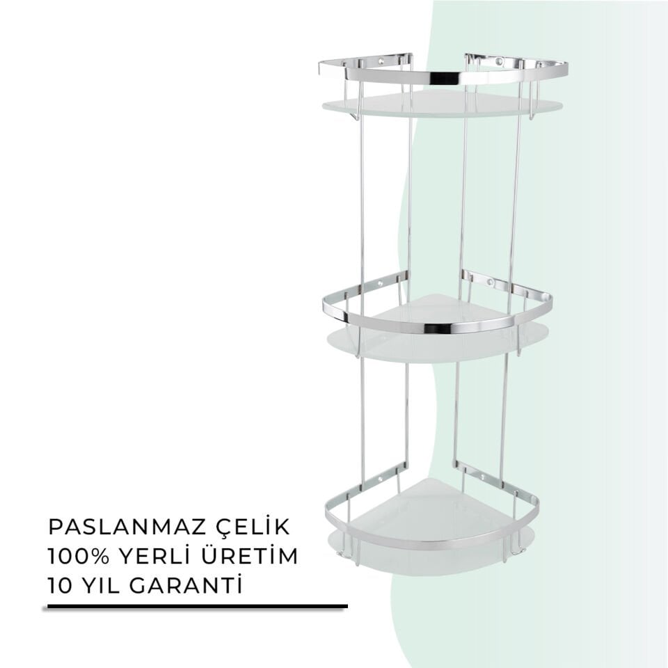 İGK YAPI - CLK BANYO Zerrin Üçlü Camlı Süngerlik Paslanmaz 304 (P10-015)